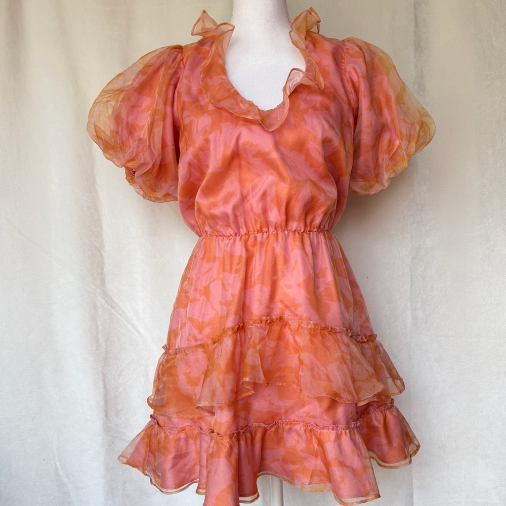 Show Me Your MuMu Jennie Ann Floral Coral Pink Dress Coquette Cottagecore Sz S